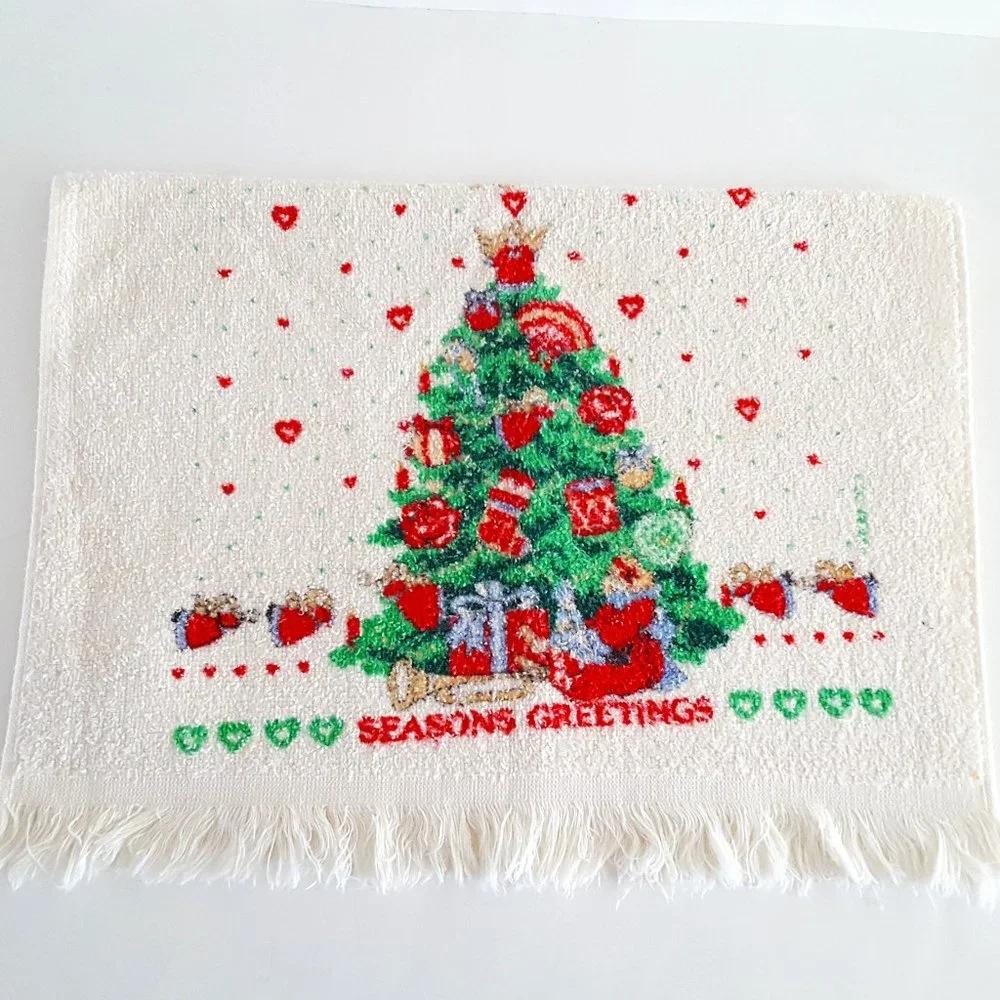 Holiday Kitchen Towel Christmas Tree Season's Greetings *AS IS*